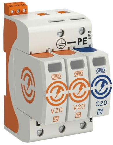 Ограничитель импульсных напряжений УЗИП OBO SurgeController 3п L1-L2-N-PE классII 20кА с NFC картинка